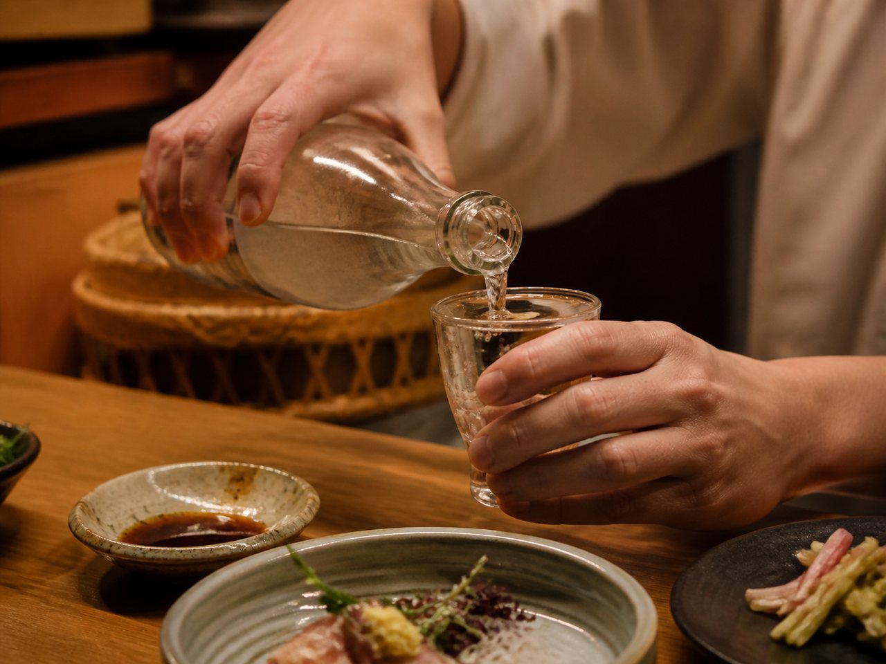 酒を注ぐ