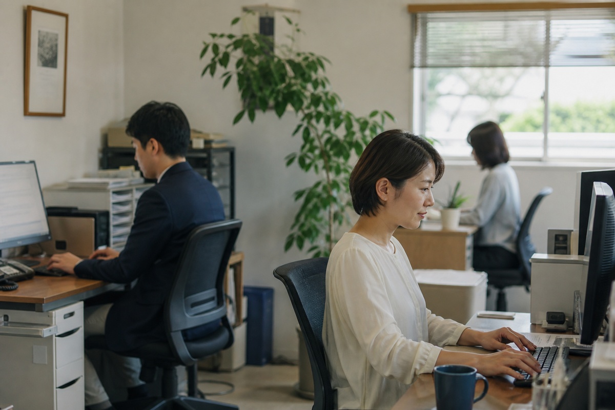 小さな会社の事務所の様子